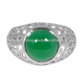 Зеленый Оникс Драгоценных Камней 925 Чистого Серебра Кольцо Ювелирных Изделий